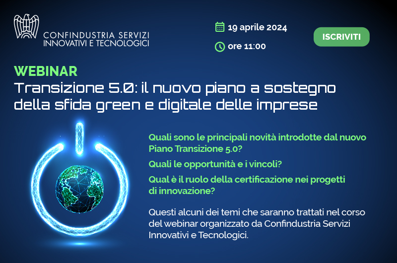 WEBINAR: Transizione 5.0: il nuovo piano a sostegno della sfida green e digitale delle imprese